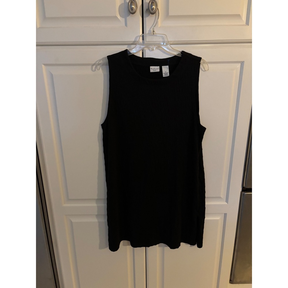 Westbound Beach Womens Black Textured Sleeveless Tunic Tank Top Size Medium